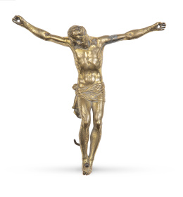 518.  Cristo Crucificado.Escultura de bronce dorado.España, S. XVIII.