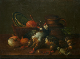 322.  ASUNCIÓN ZURITA, SIGLO XIXBodegón de perdices y cebollas..