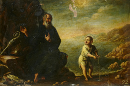 926.  ESCUELA ITALIANA, SIGLO XVIISan Agustín meditando sobre la Trinidad..