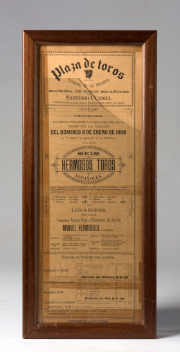 1100.  Cartel de la plaza de toros de la Calzada de la Infanta (La Habana), 8 de enero de 1888..
