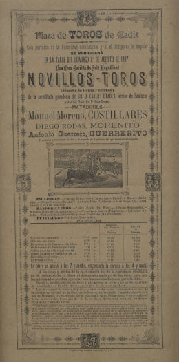 706.  Lote de cinco carteles de toros de las plazas de Cádiz, Marc