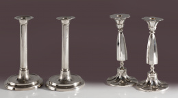 1226.  Pareja de candeleros fernandinos en plata española punzonada.Narciso Rossell, P. Sala, h. 1810..