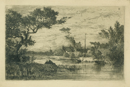 811.  CARLOS DE HAES (1826- 1898)Paisaje fluvial..
