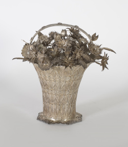 1376.  Cesta de plata en  filigranaGoa, India, S. XVIII - XIX .