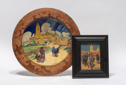 1540.  Daniel Zuloaga (1852-1921)Vista de Segovia, de cerámica esmaltada..