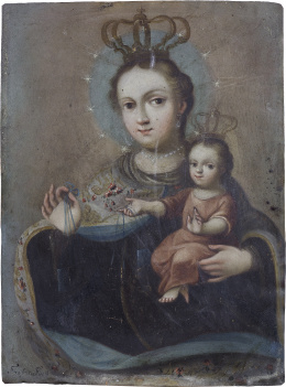 883.  FARFAN (Escuela colonial, siglo XVIII)Virgen del Carmen.