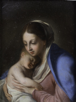 851.  SEGUIDOR DE CARLO MARATTA (Escuela italiana, siglo XVIII)Virgen con Niño.