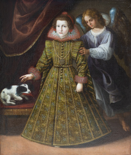 896.  ESCUELA ESPAÑOLA O ITALIANA, SIGLO XVIIRetrato de niña con el ángel de la Guarda.