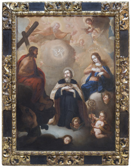 882.  ESCUELA GRANADINA, SIGLO XVIISan Agustín entre Cristo y la Virgen.