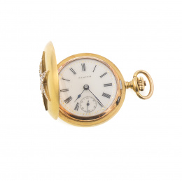 807.  Reloj ZENITH saboneta de señora ff. S.XIX con estrella de brillantes de talla antigua en tapa anterior