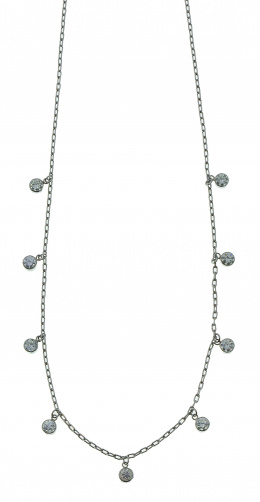 183.  Collar en cadena de platino con 9 chatones de brillante colgantes 