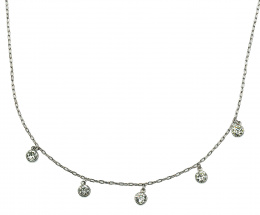 167.  Cadena de platino con cinco chatones de brillantes colgantes que suman 0,50 ct