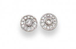 160.  Pendientes ojo de perdiz con brillante central orlado de btes .