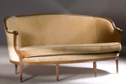 496.  Canapé “en corbeille” Carlos IV en haya teñida.Trabajo español, h. 1790..