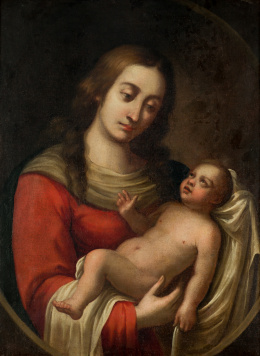 555.  ESCUELA FLAMENCA, SIGLO XVIIVirgen con el Niño.