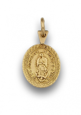 7.  Medalla colgante de la Virgen de Guadalupe en oro de 18K.