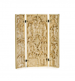 1103.  TrÍptico con escenas relativas a la vida de la Virgen, en marfil tallado. S. XV.