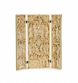 1103.  TrÍptico con escenas relativas a la vida de la Virgen, en marfil tallado. S. XV.