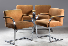 1059.  Ludwig Mies Van der Rohe (Aquisgrán, 1886- Alemania 1969)“Brno chair”. Juego de cuatro sillas.Pana y metal cromado..