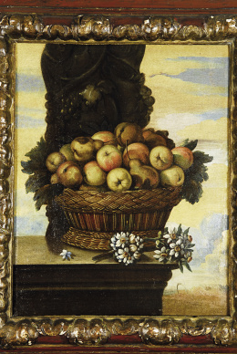 347.  ESCUELA ITALIANA, SIGLO XVIICesta de manzanas encima de un pedestal.