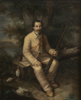 762.  FRANCISCO MARTÍNEZ YAGO (Valencia, 1814-1895)Retrato de cazador