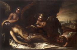 902.  ALONSO CANO (Granada, 1601 - 1667) Cristo muerto sostenido por ángeles.