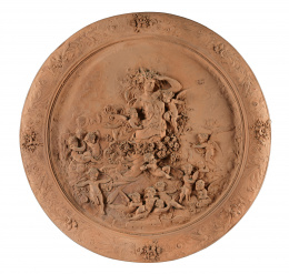 1138.  “La Asunción de la Virgen”Tondo en terracotaTrabajo francés, ffs. del S. XIX - pp. del S. XX..