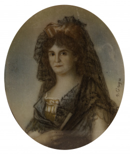 837.  H.W (Escuela española, siglo XIX)Retratao de Carlos IV y María Luisa de Parma.