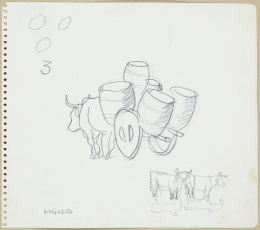 251.  JOAQUÍN VAQUERO PALACIOS (Oviedo, 1900 - Madrid 1998)Estudio de bueyes.