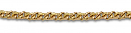 862.  Pulsera con eslabones en forma de corazón ; en oro amarillo de 18K.