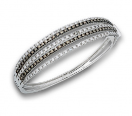 191.  Brazalete rígido con bandas alternas a diferentes alturas de brillantes brown y blancos