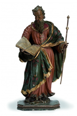 1013.  San Mateo?Escultura en madera tallada, policromada y dorada.Escuela Castellana, S. XVII.