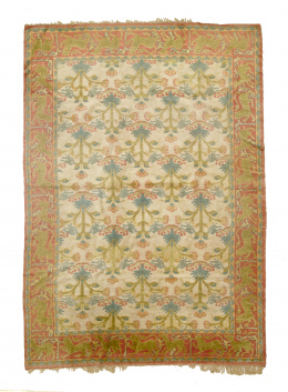 919.  Alfombra de nudo español de la Fundación Generalísimo.En el estilo de Cuenca, S. XX..