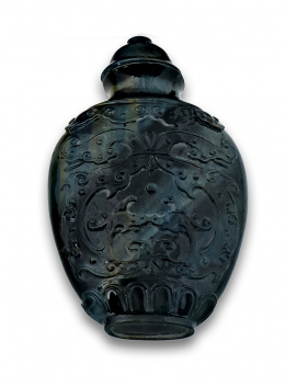 293.  Tabaquero chino en labradorita tallada s.XIX .
