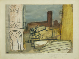404.  JUAN ALCALDE (Madrid, 1918)“Plaza de Trujillo”, 1981.