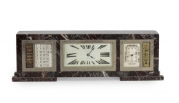 1088.  Reloj de sobremesa en mármol firmado Brooking madrid, con canlendario, barómetro y termómetro (No funciona)