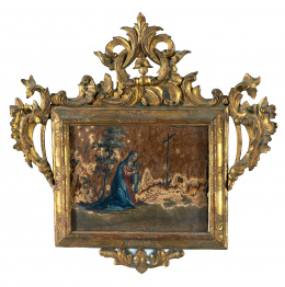 1158.  ESCUELA ITALIANA, SIGLO XVIIIDolorosa frente a la cruz..