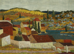 402.  JUAN GUILLERMO (Las Palmas de Gran Canaria, 1916 - Madrid, 1968)“Paisaje de Ledesma”, 1955.