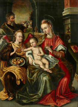 207.  ESCUELA FLAMENCA, H. 1600Sagrada Familia con un ángel..