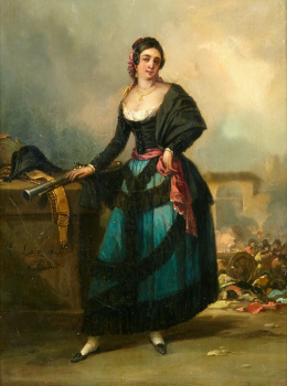 290.  EUGENIO LUCAS VELÁZQUEZ (Madrid, 1817 - 1870)“Dolores, la manola de Lavapiés, heroína del Dos de Mayo”..