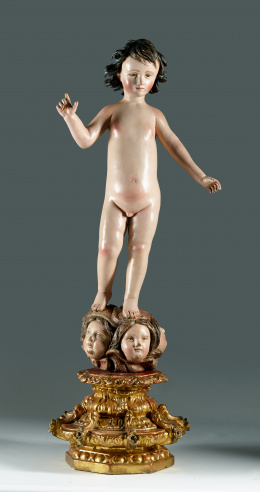 979.  “Niño Jesús triunfante”Madera tallada, estucada, policromada y dorada.Escuela Granadina, seguidor de Alonso Cano, S. XVII.