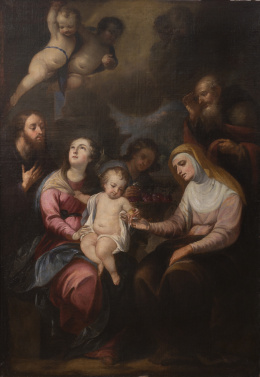 522.  ESCUELA MADRILEÑA, SEGUNDA MITAD DEL SIGLO XVIISagrada Familia con san Joaquín y santa Ana.