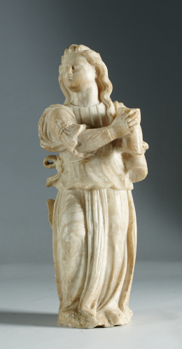 928.  Ángel candelero en alabastroEspaña, S.XVII.