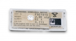 879.  Brillante de 2,64 ctes ,color G y grado de pureza SI1.