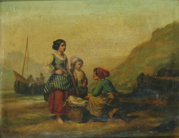 236.  ESCUELA ESPAÑOLA, SIGLO XIXNiños pescadores junto al mar..