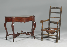 1221.  Consola isabelina, en madera de caobaTrabajo español, mediados del S. XIX..