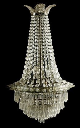 1106.  Lámpara de techo estilo imperio de sartas de cuentas de cristal facetado.S. XX.