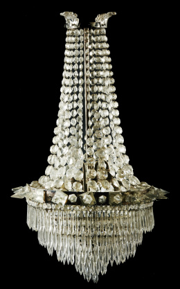 1110.  Lámpara de techo estilo imperio de sartas de cuentas de cristal facetado.S. XX.