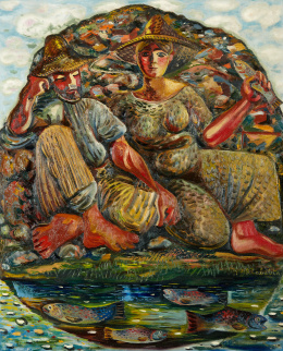 809.  RAFAEL ZABALETA (Quesada, 1907-1960)“El pescador de truchas”, 1949.