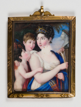 177.  LUIGI CARONRetrato de dama con sus hijos como Diana.H. 1805..